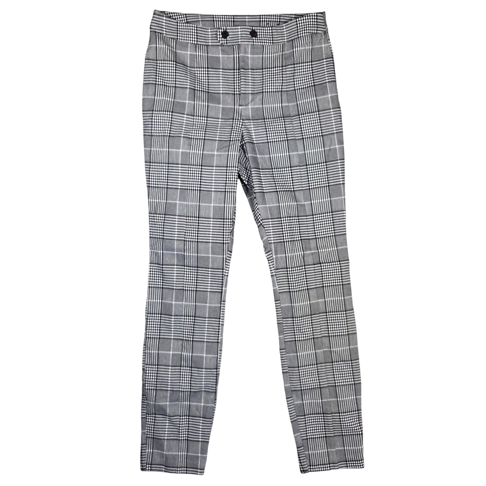 INC International Concepts Womens 8 Black White Glen Plaid Skinny Ankle Pants